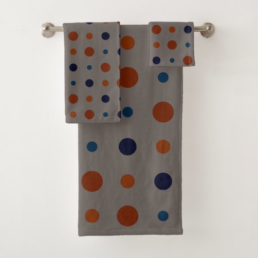 blau und orange Punkte Badhandtuch Set (Insitu)