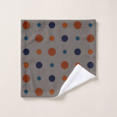 blau und orange Punkte Badhandtuch Set (Waschlappen)