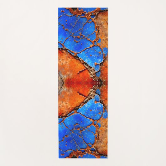 Blau und Orange Rusty Metal Yogamatte (Vorderseite)