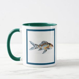 Blau und Orange Shubunkin Goldfish Fine Art Tasse