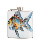 Blau und Orange Shubunkin Goldfish Flachmann (Vorderseite)