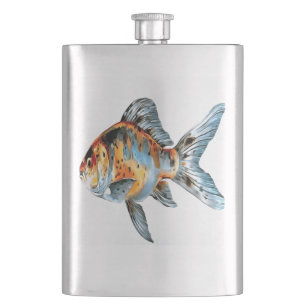 Blau und Orange Shubunkin Goldfish Flachmann