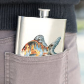 Blau und Orange Shubunkin Goldfish Flachmann (Beispiel)