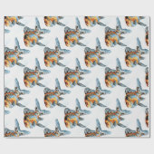 Blau und Orange Shubunkin Goldfish Geschenkpapier (Flach)