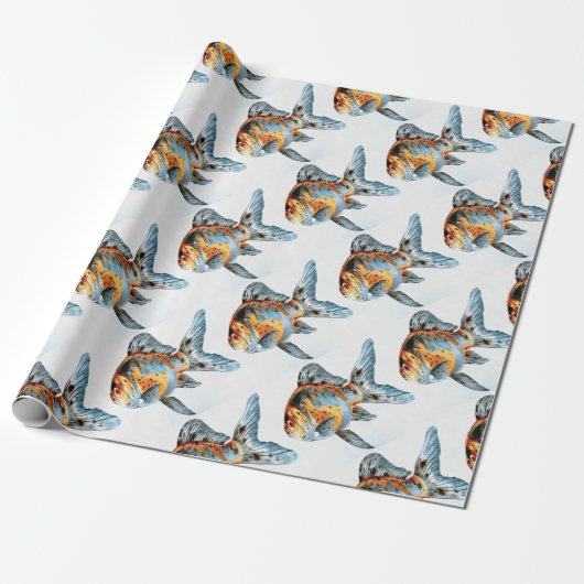Blau und Orange Shubunkin Goldfish Geschenkpapier (Ungerollt)