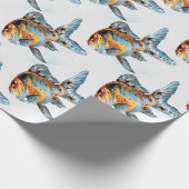 Blau und Orange Shubunkin Goldfish Geschenkpapier (Ecke)