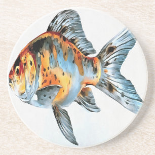 Blau und Orange Shubunkin Goldfish Getränkeuntersetzer