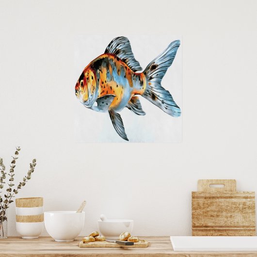 Blau und Orange Shubunkin Goldfish Poster (Küche)