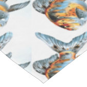 Blau und Orange Shubunkin Goldfish Tischdecke (Schrägansicht)