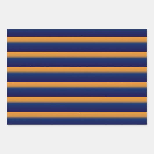 Blau und Orange Streifen Geschenkpapier Set (Vorderseite)