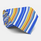 Blau und Orange Streifen Krawatte (Gerollt)