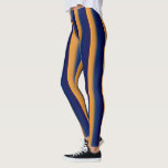 Blau und Orange Streifen Leggings<br><div class="desc">Heller orangefarbener Streifen mit blauem Streifen.</div>