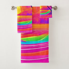 Blau und Orange Sunset Badhandtuch Set