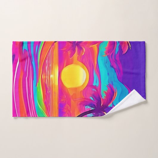 Blau und Orange Sunset Badhandtuch Set (Handtuch)