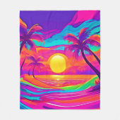 Blau und Orange Sunset Fleecedecke (Vorderseite)