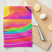 Blau und Orange Sunset Geschirrtuch (Viertel Falte)