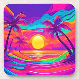 Blau und Orange Sunset Getränkeuntersetzer