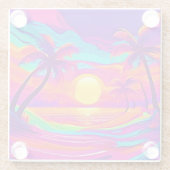 Blau und Orange Sunset Glasuntersetzer (Rückseite)