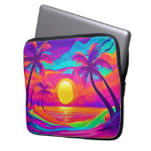 Blau und Orange Sunset Laptopschutzhülle (Vorderseite Links)