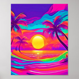 Blau und Orange Sunset Poster