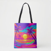 Blau und Orange Sunset Tasche (Vorderseite)