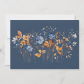 Blau und orange Wildblumen speichern die Datumskar Einladung (Rückseite)