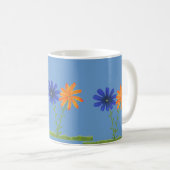 Blau- und Orangefarbene Daisy-Blume mit Gras, Tass Kaffeetasse (VorderseiteRechts)
