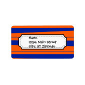 Blau- und Orangefarbenes Muster Adressaufkleber (Vorne)
