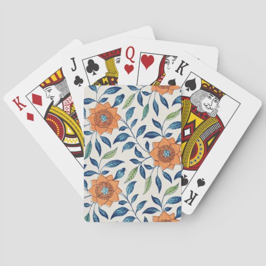 Blau- und Orangefarbenes Muster Spielkarten (Rückseite)
