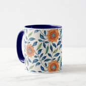 Blau- und Orangefarbenes Muster Tasse (Vorderseite Links)