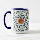 Blau- und Orangefarbenes Muster Tasse (Links)