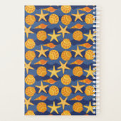 Blau- und Orangefarbenes Seashell-Muster Planer (Rückseite)
