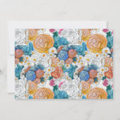 Blau- und Orangefärbte Blume - Save the Date (Rückseite)