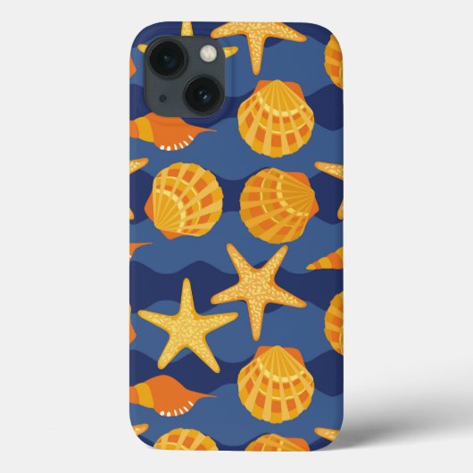 Blau- und Orangenmuster Case-Mate iPhone Hülle (Rückseite)