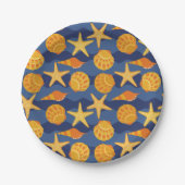 Blau- und Orangenmuster Pappteller (Vorderseite)