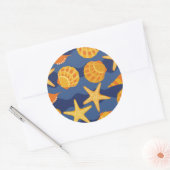 Blau- und Orangenmuster Runder Aufkleber (Umschlag)