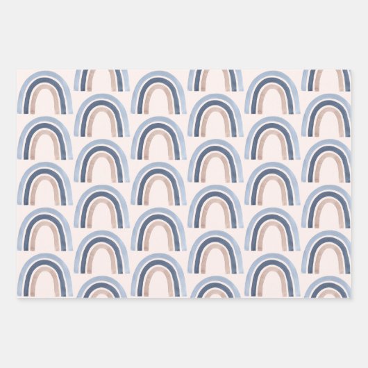 Blau und Peach Rainbow Boho Muster Geschenkpapier Set (Vorderseite 2)