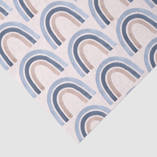 Blau und Peach Rainbow Boho Muster Seidenpapier (Ausschnitt)