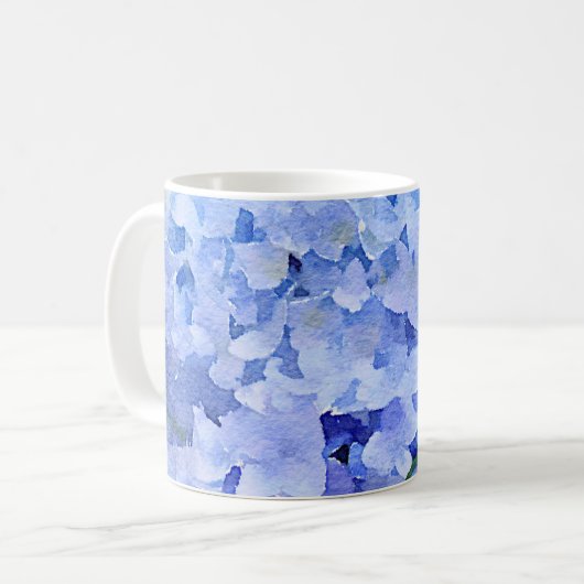 Blau- und Perwinkl-Hydrangea-Tasse Kaffeetasse (Vorderseite Links)