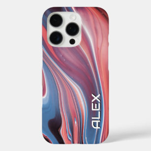 Blau und Pfirsichfarben Swirl - Weiches Abstraktes iPhone 16 Pro Hülle