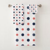 Blau- und Pfirsichpunkte Badhandtuch Set (Insitu)