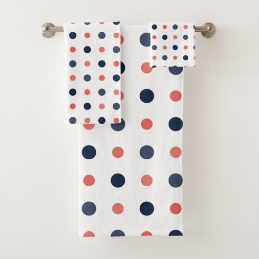 Blau- und Pfirsichpunkte Badhandtuch Set (Insitu)