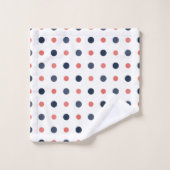 Blau- und Pfirsichpunkte Badhandtuch Set (Waschlappen)