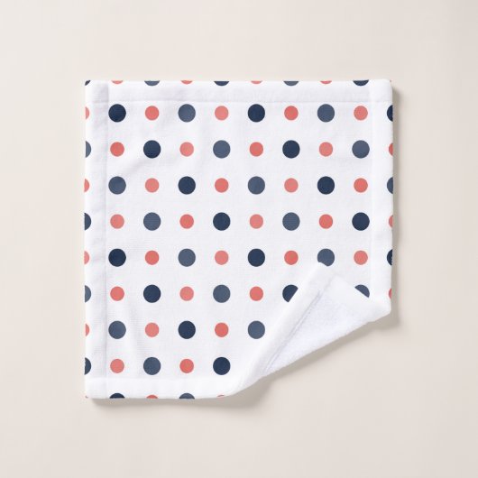 Blau- und Pfirsichpunkte Badhandtuch Set (Waschlappen)