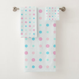 Blau- und Pfirsichpunkte Badhandtuch Set