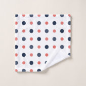 Blau- und Pfirsichpunkte Badhandtuch Set (Waschlappen)