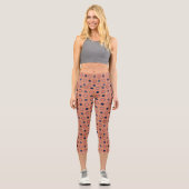 Blau- und Pfirsichpunkte Capri Leggings (Vorderseite)