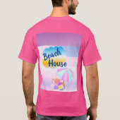 Blau und Pink Beach House Pink T - Shirt (Rückseite)