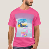 Blau und Pink Beach House Pink T - Shirt (Vorderseite)