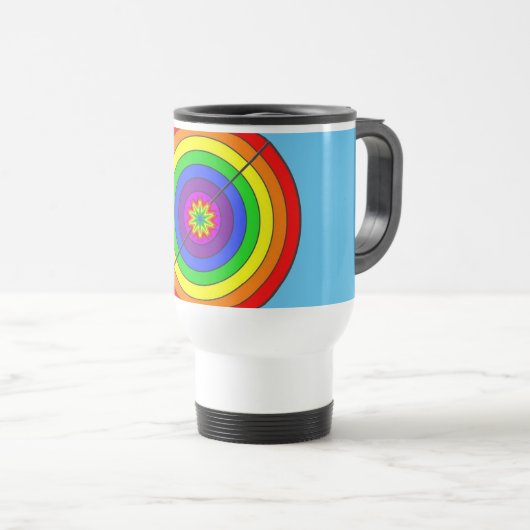 Blau und Regenbogen Reisebecher (VorderseiteRechts)